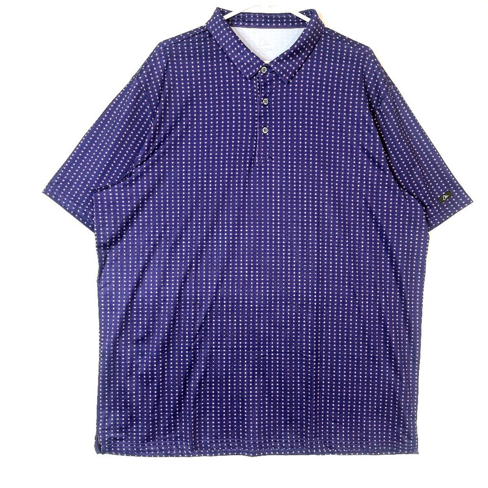 OBLA Golf Star Geometric AOP Stretch UPF Performance Polo Shirt Mens XXL Purple